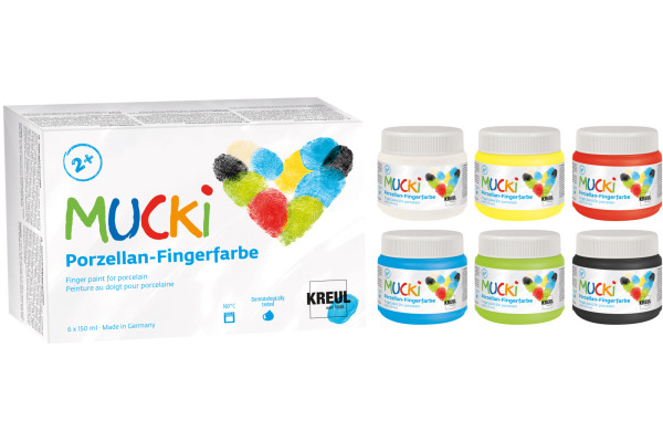 KREUL Porzellan-Fingerfarbe Mucki KR-26310 assortiert 6x150ml
