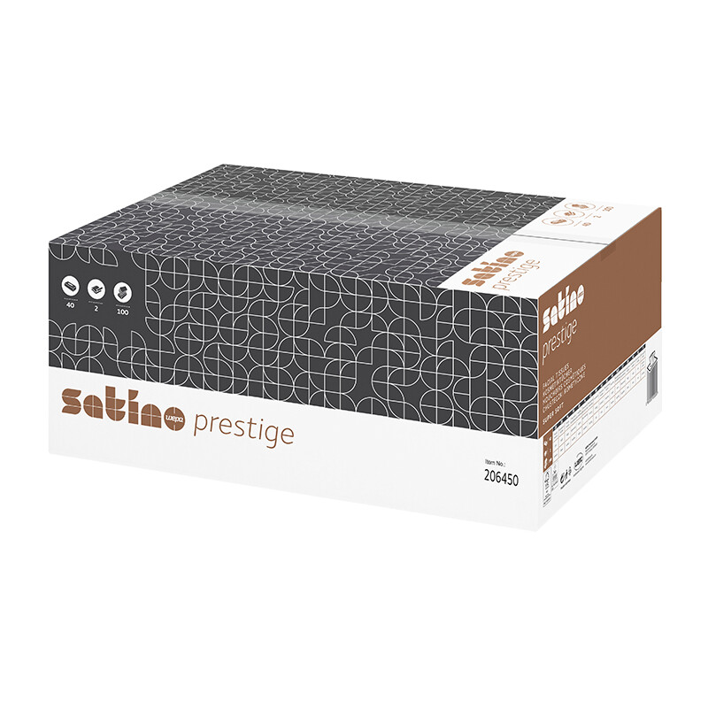 1280 Boxen Satino prestige Kosmetiktücher, 2-lagig, hochweiss - Flachbox 210mmx205mm, Box mit 100 Blatt, 1 grosse Palette mit 1280 Boxen