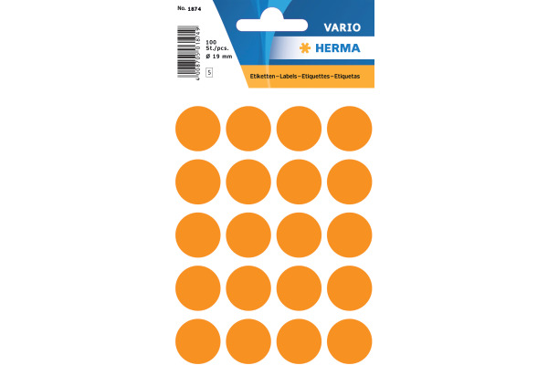 HERMA Etiketten rund 19mm 1874 leuchtorange 100 Stück