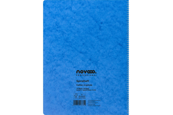 NOVOOO Spiralheft ass. A4 729783 kariert, 4mm, 80g 48 Blatt
