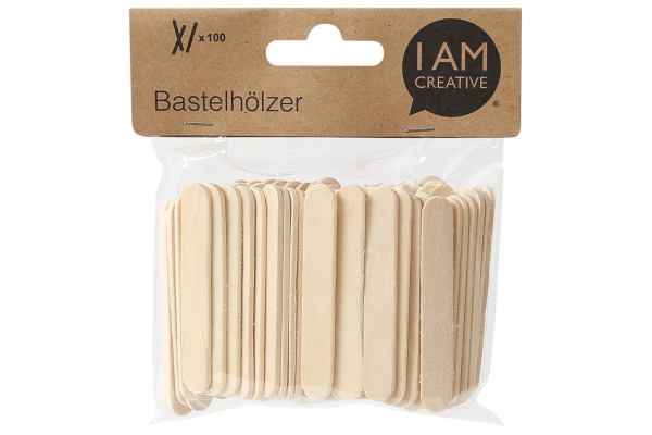 I AM CREA Bastelhölzer 1302.04 natur, 65x10mm, 100 Stück