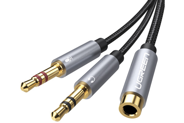 UGREEN Audio Cable 3.5mm Fem./2 Male 20899 aluminum Case, Black