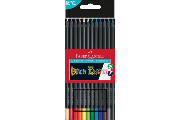 FABER-CA. Farbstifte Black Edition 116412 neon Farben ass. 12 Stück