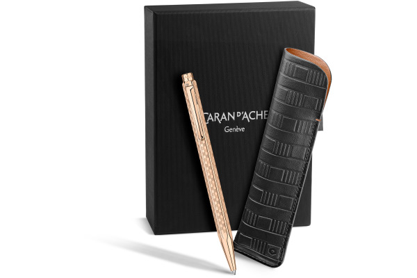 CARAN D'A Kugelschreiber Ecridor Damier 8902.567 roségold, mit Lederetui
