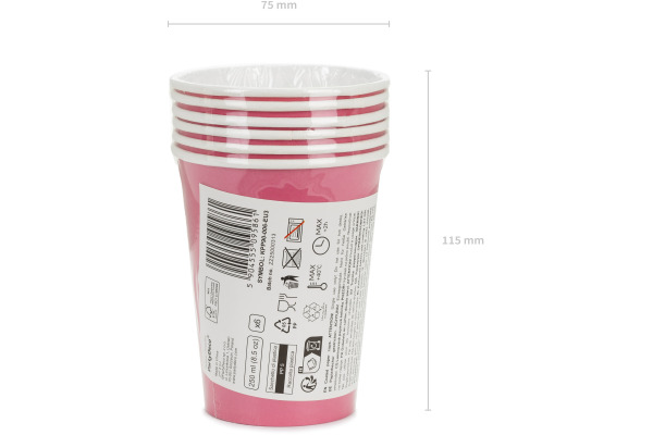 PARTYDECO Becher 250ml KPP90-006 dunkelrosa 6 Stück
