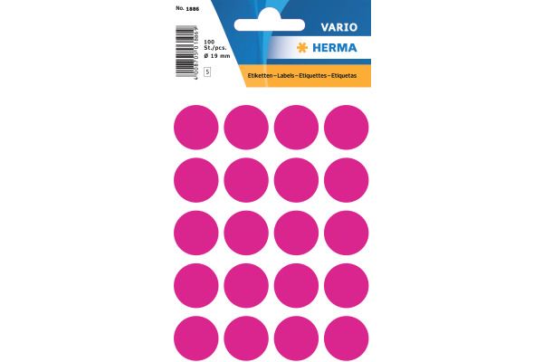 HERMA Etiketten rund 19mm 1886 pink 100 Stück