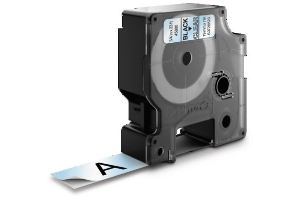 DYMO Schriftband D1 schwarz/transp. S0720820 Polyester, ablösbar 19mm/7m