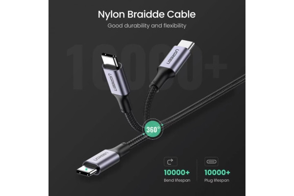 UGREEN Fast Charging Cable 100W Max 70429 5A,USB-C-USB-C,PD,Black 2m