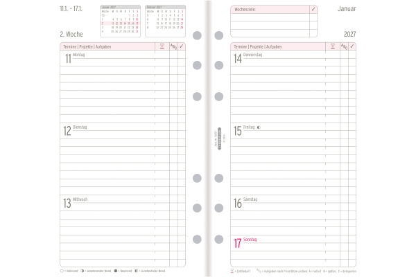 CHRONOPLA Ersatz Wochenplan 2027 50257Z.27 1W/2S in Zeilen Midi