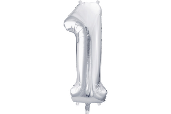 PARTYDECO Folienballon Ziffer 1 86cm FB1M-1-01 silber