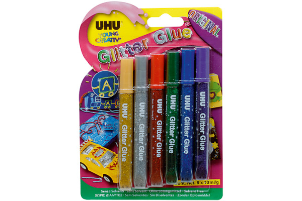 UHU Glitter Glue Original 39040 original colours 6 Stück