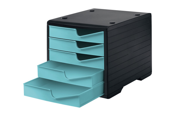 STYRO Styroswingbox 275-8430 schwarz/aqua 5 Schubladen