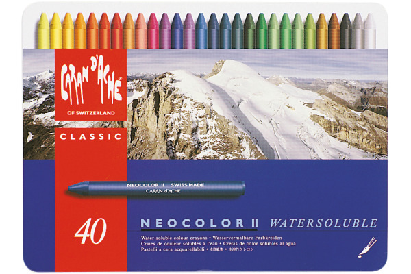 CARAN D'A Wachsmalkreide Neocolor II 7500.340 40 Farben ass. Metallbox