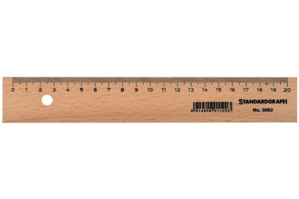 DUX Holzlineal 20cm 9062 unlackiert