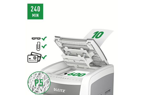 LEITZ Aktenvernichter IQ AF 80182000 Office Pro 600, P-5, 110lt