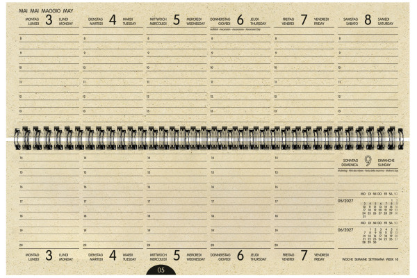 SIMPLEX Pultkalender Graspapier 2027 40658.27 1W/2S ML 29x10.5cm