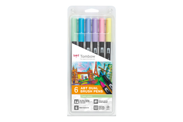 TOMBOW ABT Dual Brush Pen ABT-6P-2 6er Set Pastellfarben