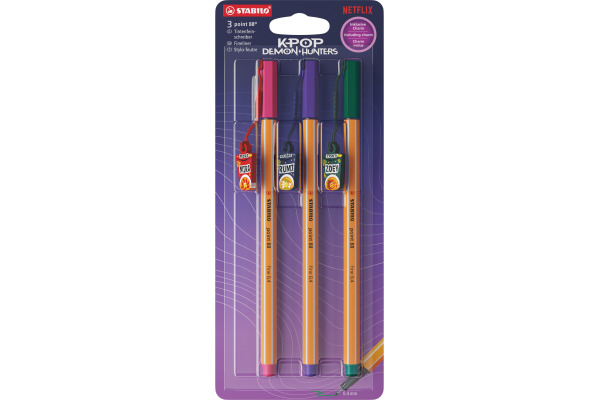 STABILO Fineliner Point 88 0.4mm 88/3-03 K-pop Demon Hunters 3 Stück