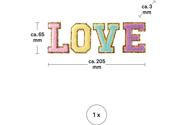 I AM CREA Iron-On Patch 1214.14 Love 3 Stück
