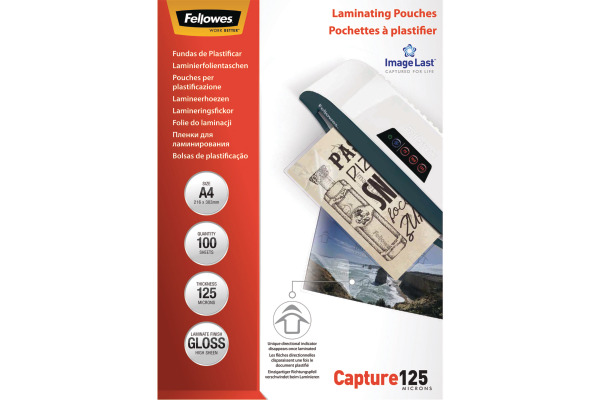 FELLOWES Laminiertasche 216x303mm 5307407 glanz, 125my 100 Stk