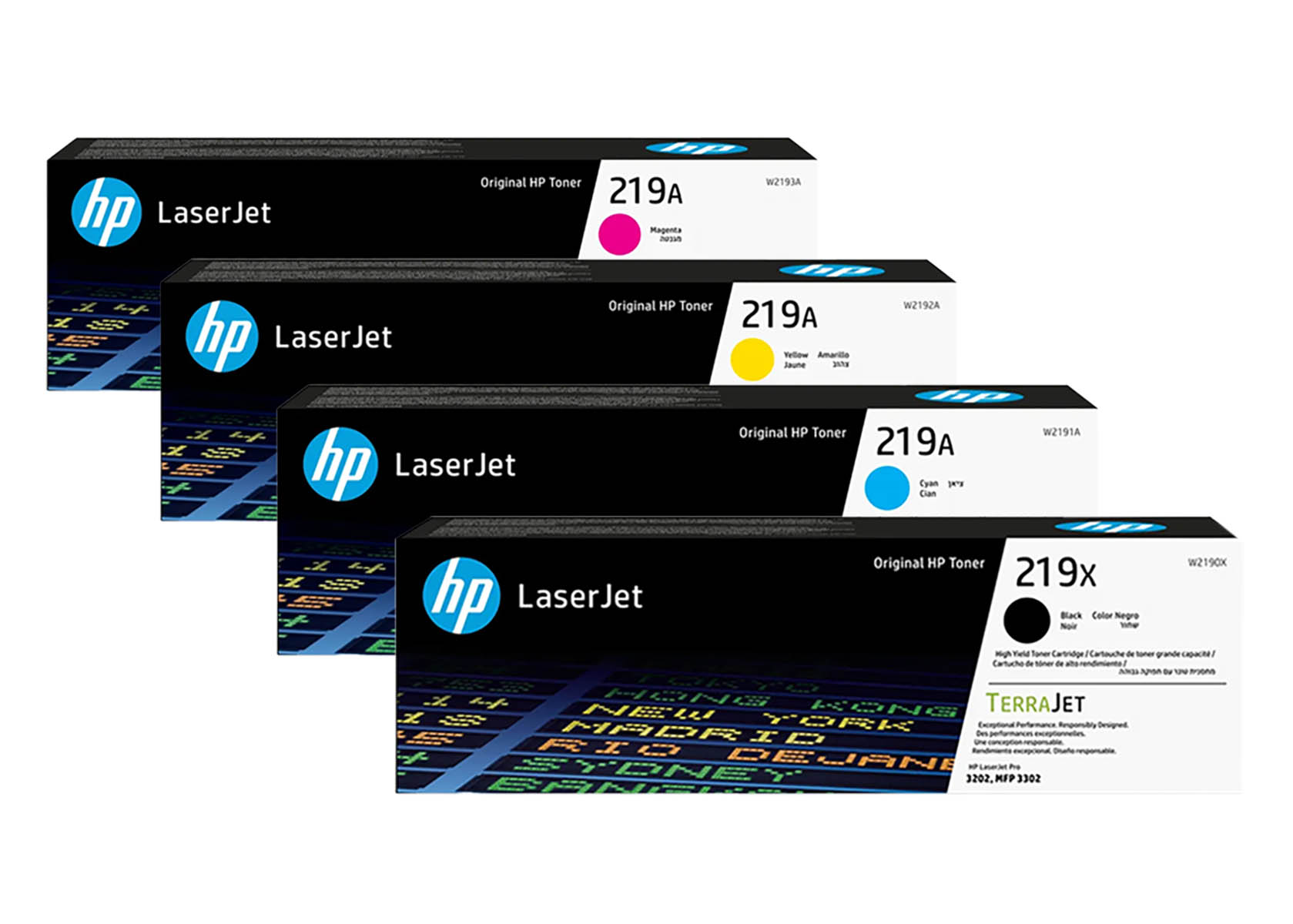 Original HP 219X-219A / W2190X-W2190A SET Multipack / Set mit allen vier Farben