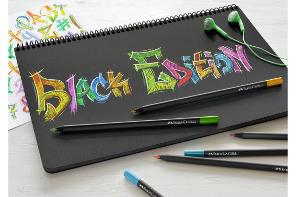 FABER-CA. Farbstifte Black Edition 116412 neon Farben ass. 12 Stück