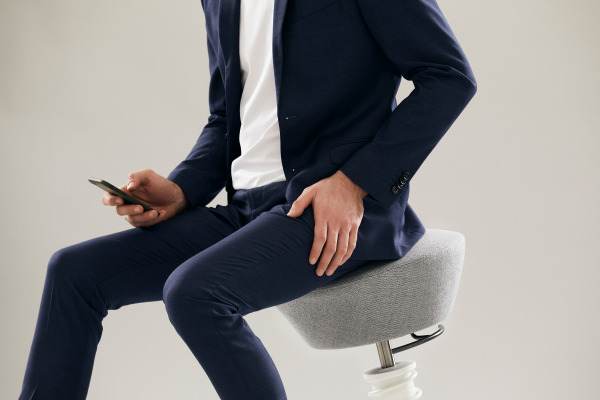 AERIS Sitzhocker Swopper 102HBSTWH weiss/blau, mit Rollen