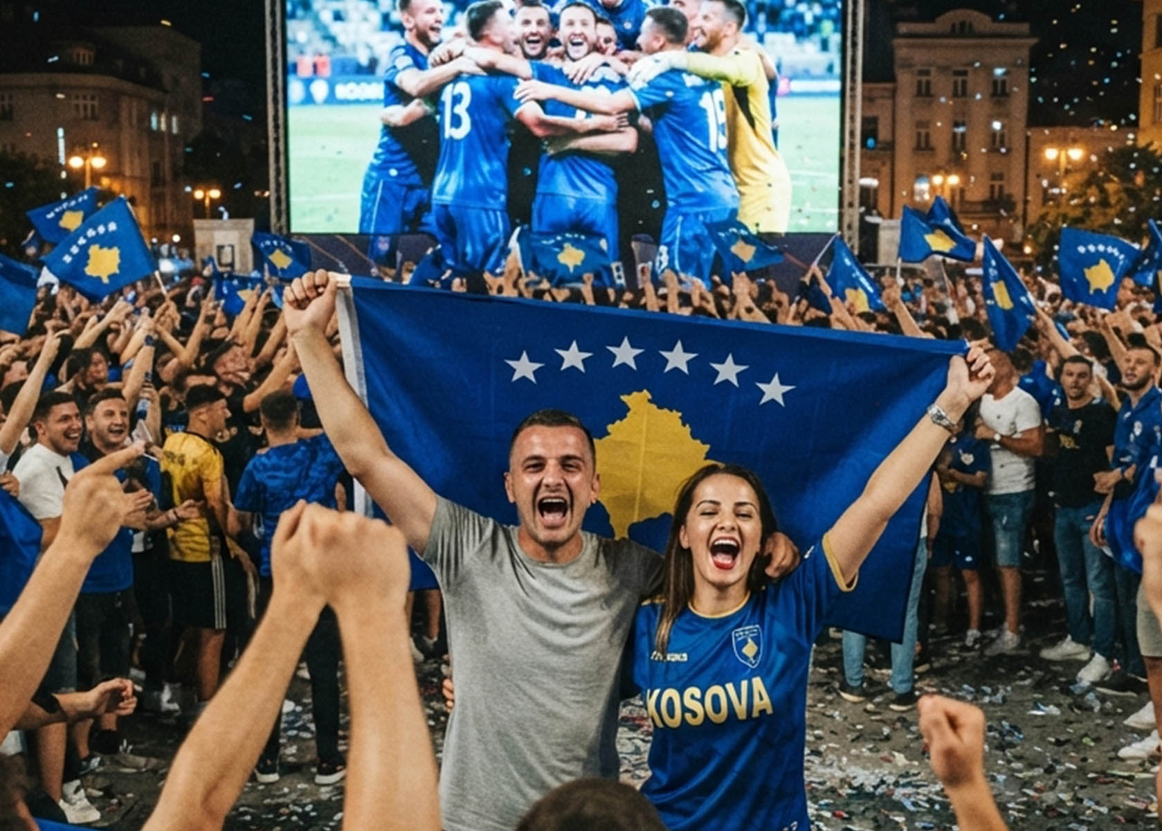 Kosovo Flagge 150x90cm Fahne aus Polyester 