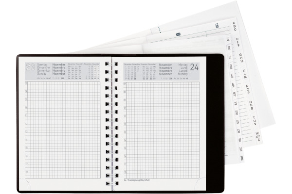 BIELLA Agenda Technikus 4 Wire-O 2027 834141020 1T/1S schwarz ML 10.1x14.2cm