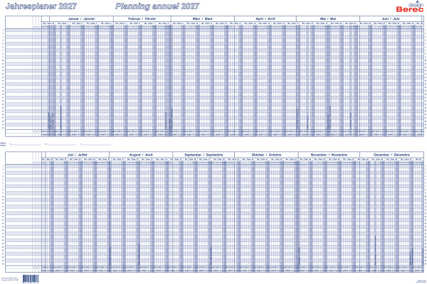 BEREC Jahresplaner 2027 5702TF/27 1J/1S blau plastifiz. 60x90cm