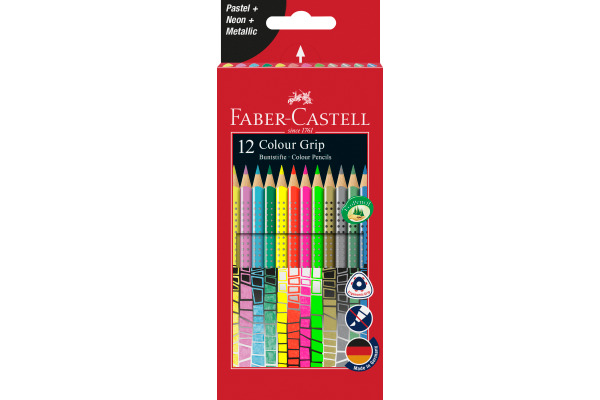 FABER-CA. Colour Grip 12er-Kartonetui 201569 4xPastell,4xNeon,4xMetallic