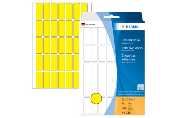 HERMA Etiketten 12×30mm 2351 gelb 1120 Stück