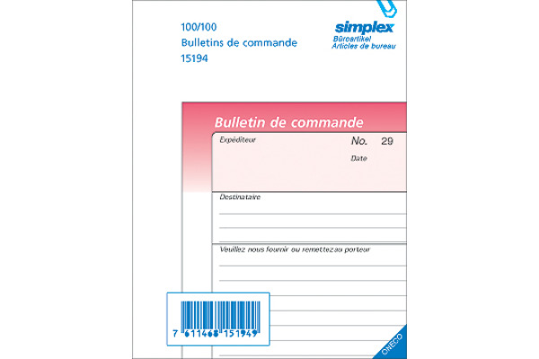 SIMPLEX Bestellscheine F A6 15194 rosa/weiss 100x2 Blatt