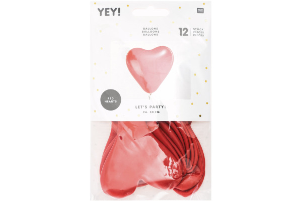 RICO DESI Luftballons 30cm 81001.00. Herz, rot 12 Stück