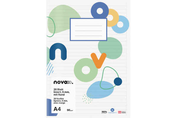 NOVOOO Schulheft A4 729759 9mm liniert mit Rand 90g