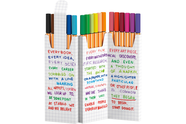 STABILO Fineliner Point 88 0.4mm 8818/7 Zick Zack Etui 18 Stück