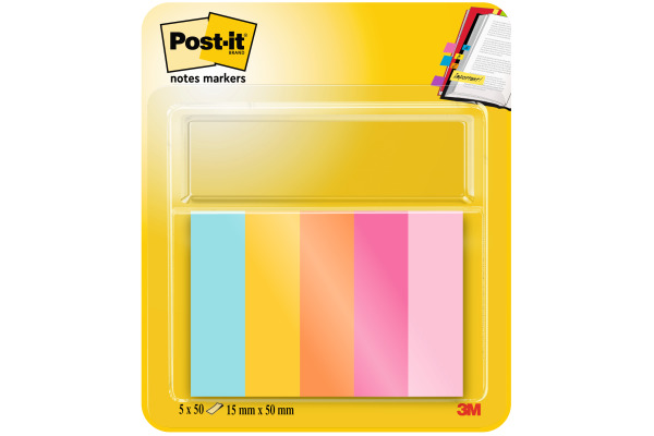 POST-IT Page Marker 15mmx50mm 670-5-BEA 5 Farben 5x50 Streifen