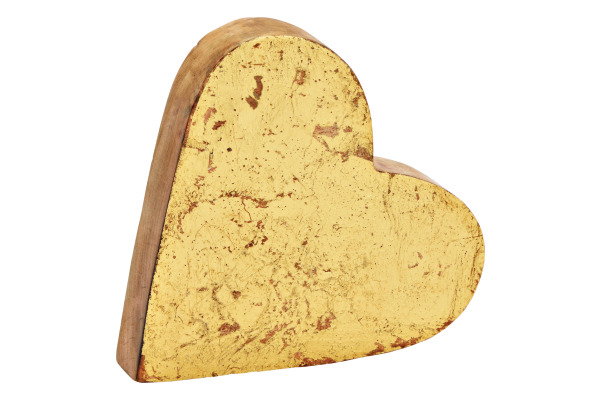 ROOST Herz aus Mangoholz 10034349 gold 18x18x4cm