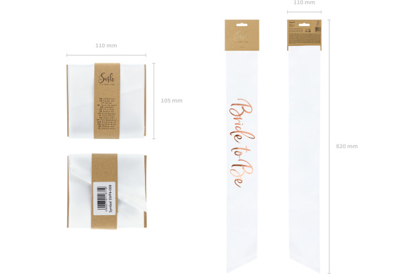 PARTYDECO Schärpe 75cm SWP6-008 Bride to be weiss