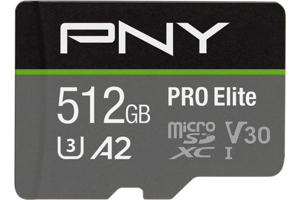 PNY micro-SDXC Pro Elite 512GB PSDUX512U UHS-I U3 A2 & adapter
