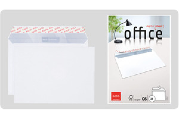 ELCO Couvert Office o. Fenster C6 74459.12 80g, hochweiss, Kleber 25 Stk.