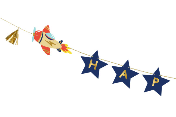 PARTYDECO Girlande Happy Birth. 2.5m GRL108 Fahrzeuge