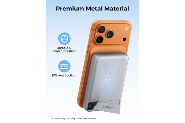 AUKEY MagFusion PB Vista 10KmAh PB-MS20 15W, Wireless, Silver-White