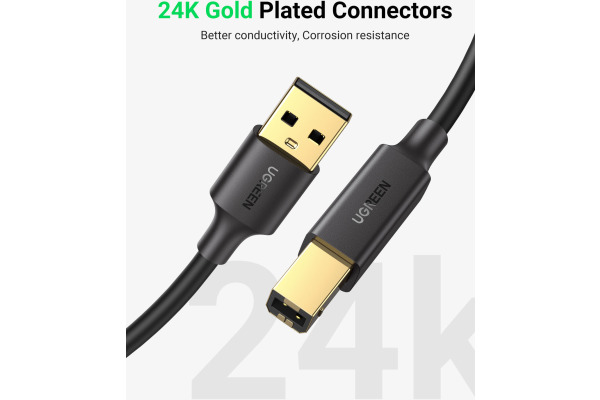 UGREEN Cable USB 2.0 AM/BM Print 10351 3m, Black
