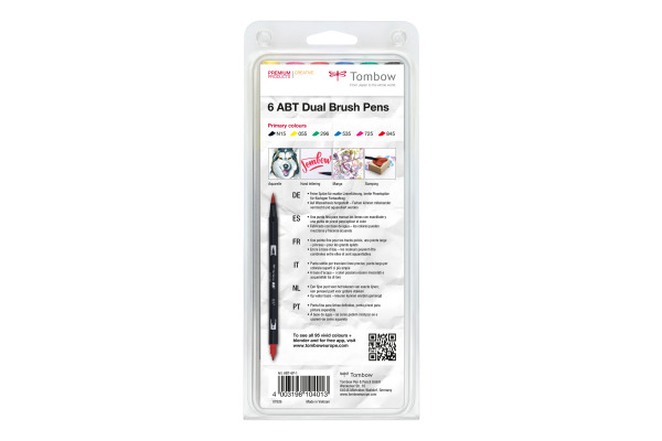 TOMBOW ABT Dual Brush Pen ABT-6P-1 6er Set Grundtöne
