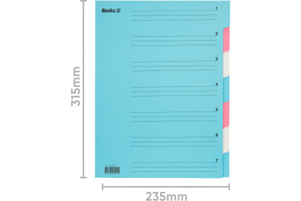 BIELLA Fächermappe A4 32640700U Karton, farbig 7 Fächer