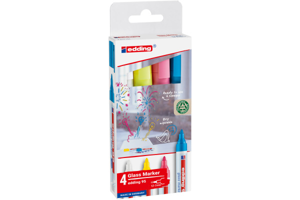 EDDING Glasboardmarker 95 1.5-3mm 95-4-049 4 Farben assortiert