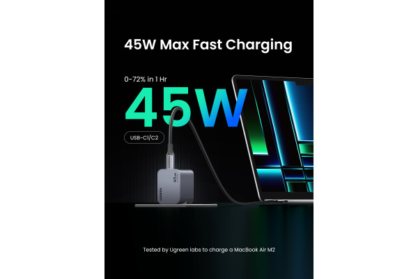 UGREEN USB Wallcharger Nexode Pro 35008 45W, Dual USB-C, GaN