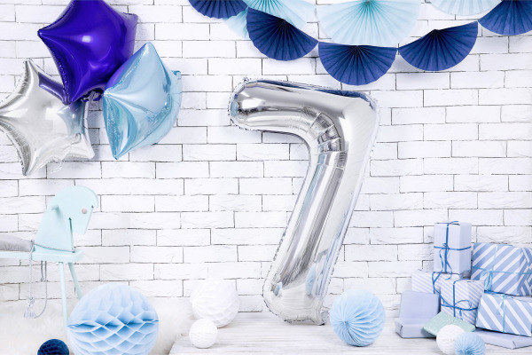 PARTYDECO Folienballon Ziffer 7 86cm FB1M-7-01 silber