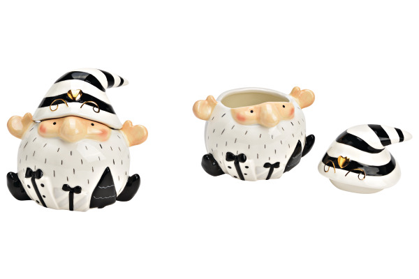 ROOST Dose Nikolaus Keramik 10033445 weiss, schwarz 17x16x14cm